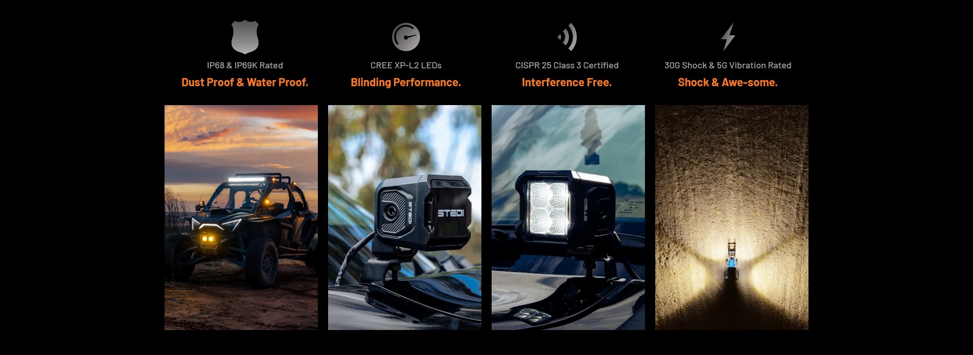 STEDI G1 Black Flush arbetsbelysning